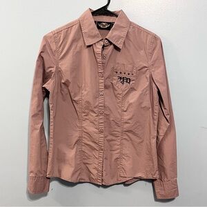 Women’s Harvey Davidson blouse small dusty purple button down